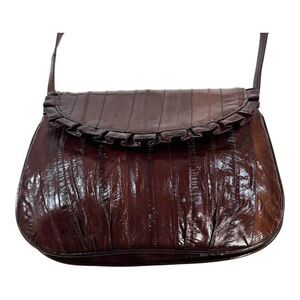 80s eel fish leather BAG brown patent hipster rare vintage retro fancy purse